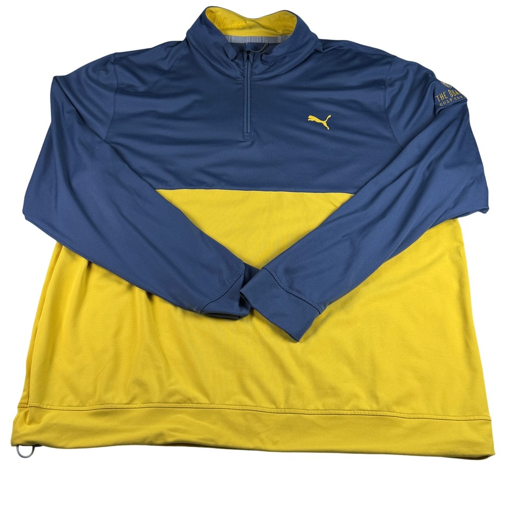 Puma The Quarry Golf Course 1/4 Zip Pullover XL Blue Yellow‎ Performance